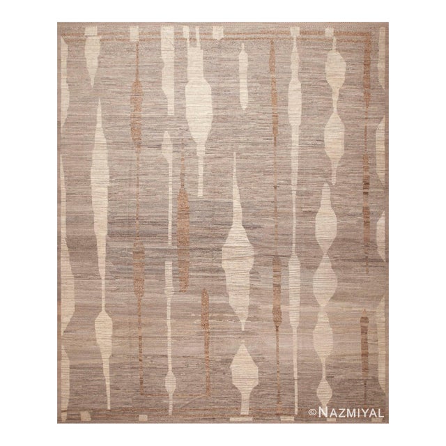 Soft Grey Color Large Size Allover Tribal Design Modern Rug For Sale