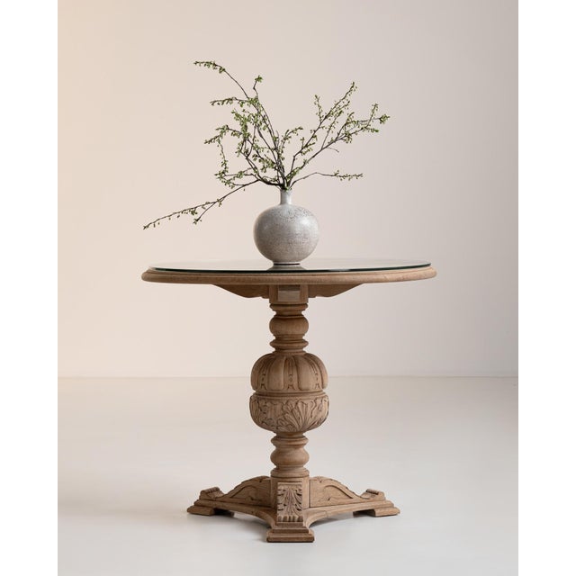 Traditional 1970s Neo-Renaissance Carved Table With Glass Top For Sale - Image 3 of 9