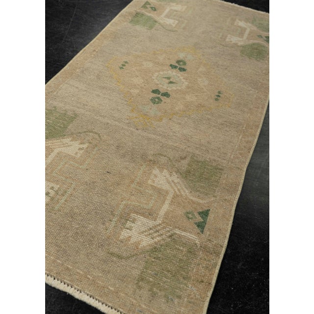 Textile Turkish Mini Rug Oriental Hand Knotted Vintage Rug 1'8" x 3'5" #21253 For Sale - Image 7 of 8