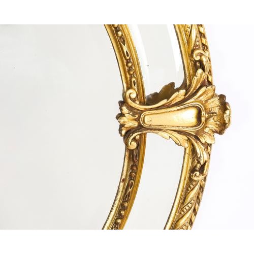 Antique Victorian Giltwood Oval Cushion Mirror, 1800s For Sale - Image 5 of 9