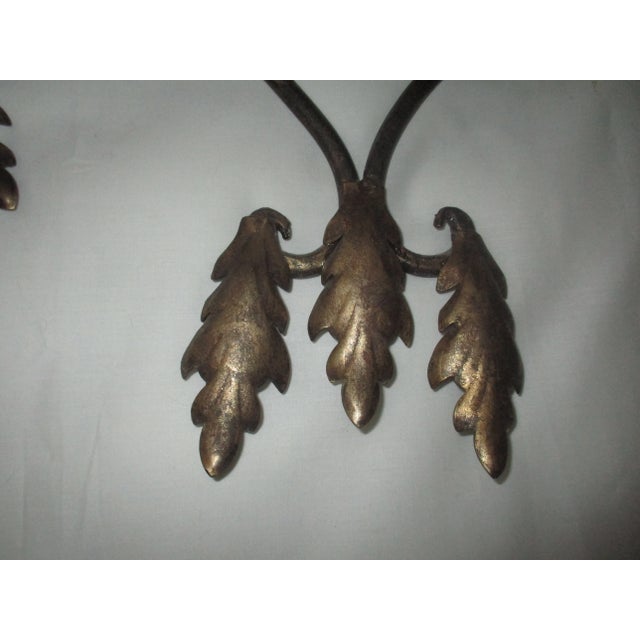 Vintage French Ornate 2 Tier Wought Iron Plate Rack Gold Leaf Design For Sale - Image 4 of 8