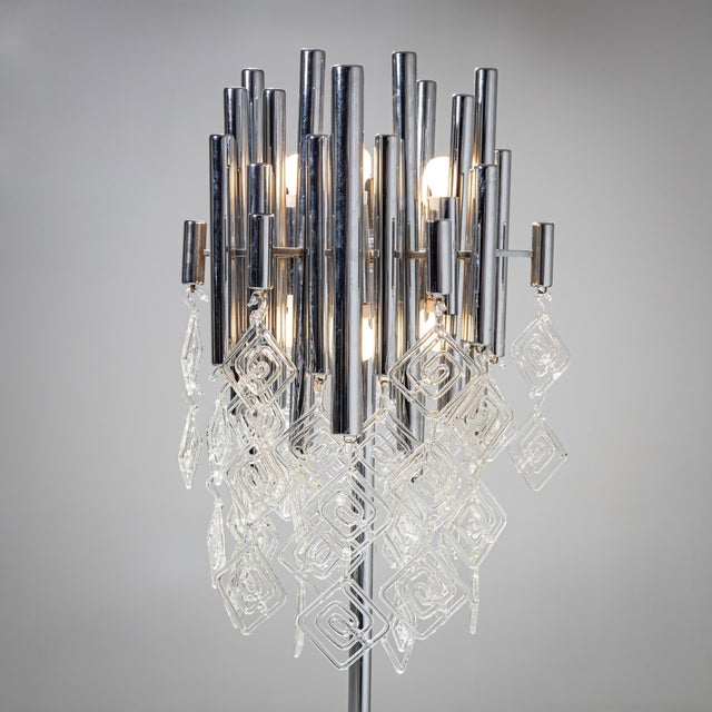 Metal Modern Floor Lamp with Glass Drops, 20th Century For Sale - Image 7 of 8