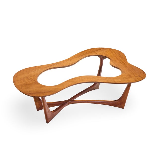 Brown Erno Fabry Mid Century Walnut and Glass Biomorphic Coffee Table For Sale - Image 8 of 8