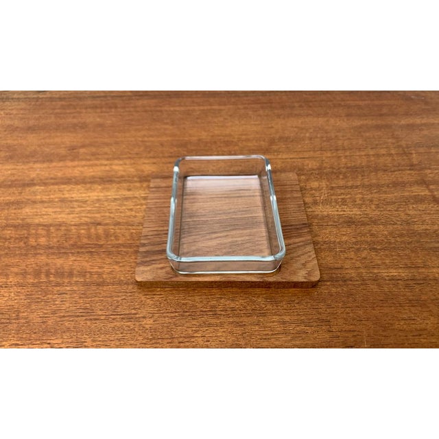 Mid-Century Modern Mid-Century Danish Teak Tray with Glass, 1960s, Set of 2 For Sale - Image 3 of 14