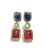Metal Bochic “Orient” Emerald, Blue Sapphire & Red Ruby Earrings Set 18K Gold&Silver - 2 Pieces For Sale - Image 7 of 12