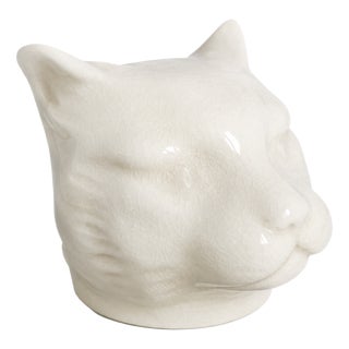 Art Deco Crackle-Glazed Panther Head Piggy Bank by L&V Ceram, 1930s For Sale