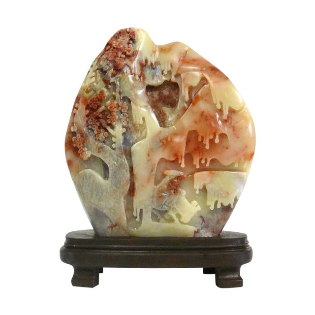 Chinese ShouShan Stone Tree Scenery Display Figure For Sale
