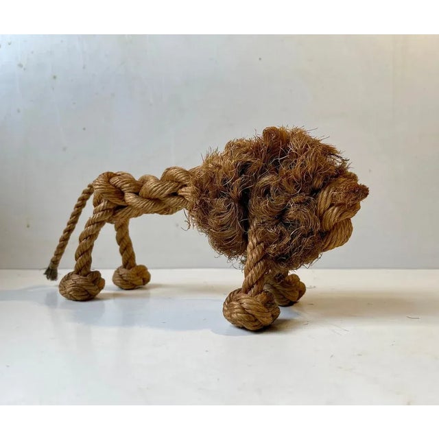 Mid-Century Modern Vintage Natural Rope Lion by Kay Bojesen & Jorgen Bloch, Denmark, 1960s For Sale - Image 3 of 7