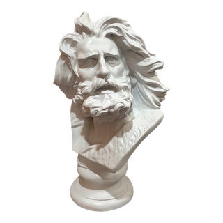 Large Plaster Bearded Man Bust For Sale