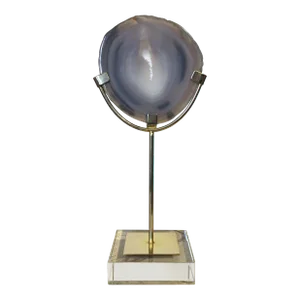 Sliced Agate on Metal and Glass - Block Stand
