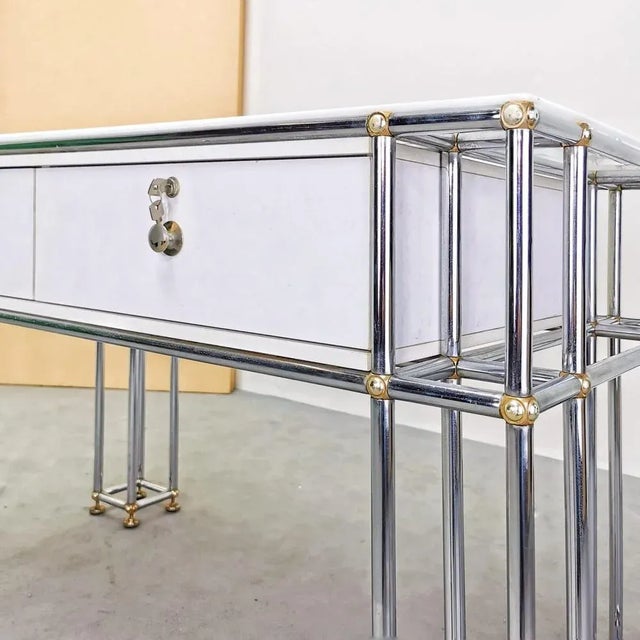 Silver Vintage Desk in Chromed Metal, 1970s For Sale - Image 8 of 10