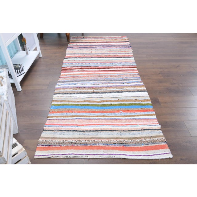 Vintage Turkish Hand-Knotted vintage rug is a semi-antique vintage runner rug.'70s Eastern region of Turkey's unique rug...