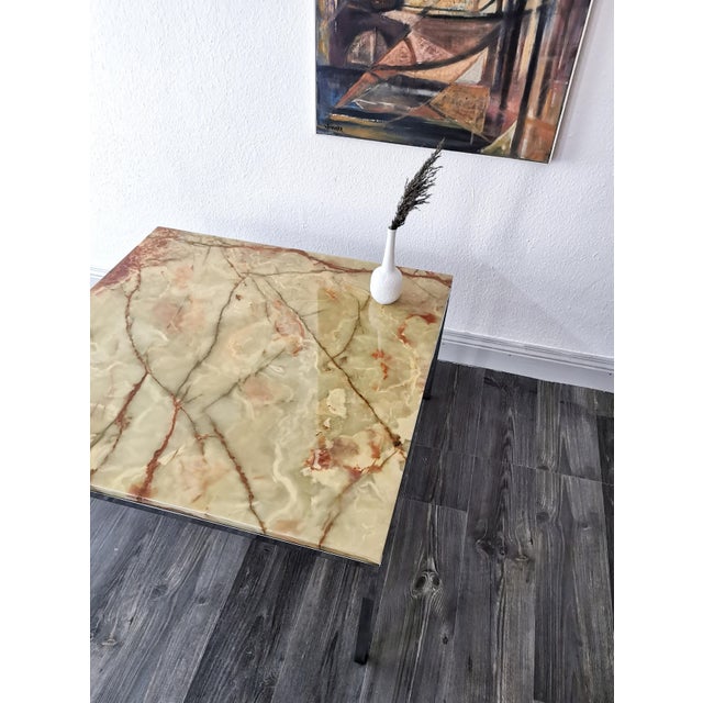 1960s Mid-Century Coffee Table in Chrome and Beige Marble, 1960s For Sale - Image 5 of 12