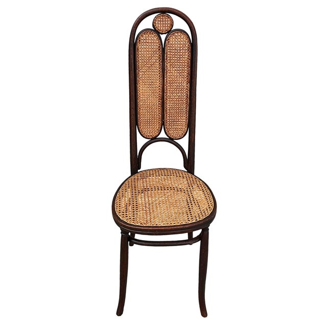 Victorian high back Thonet number 16 side chair featuring an elegant, sculptural frame crafted from warm-toned bentwood...