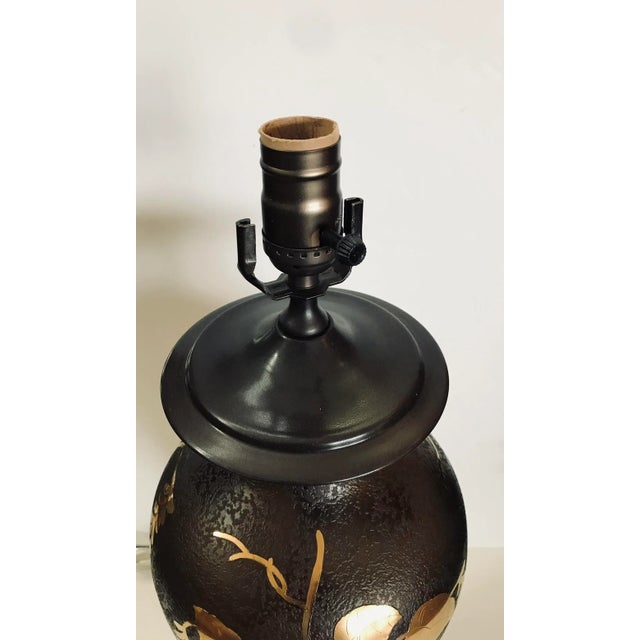 Vintage 1920s French Glass Lamp With Gilt Floral Design For Sale - Image 10 of 13