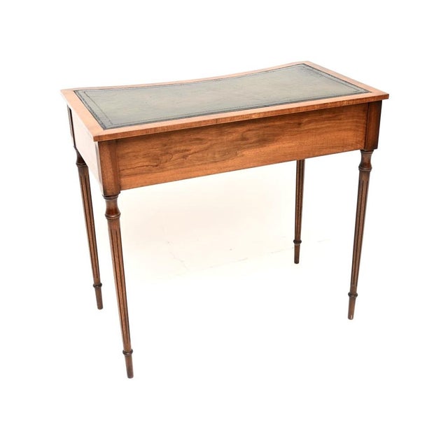 Walnut Leather Top Concave Desk, 1930 For Sale - Image 4 of 12