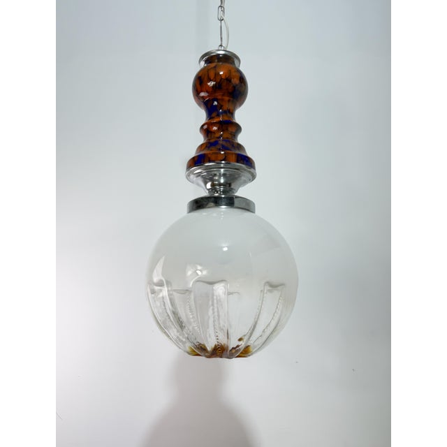 Spherical Pendant Light in Glass and Ceramic, Italy, 1970 For Sale - Image 9 of 11