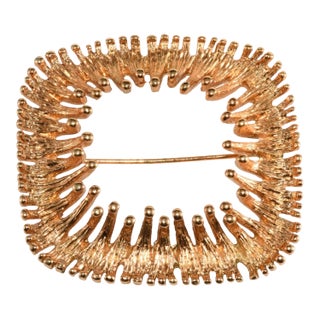 Vintage Napier Brooch Brutalist Gold-Plated Modernist Style For Sale