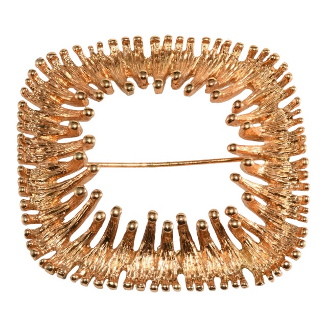 Vintage Napier Brooch Brutalist Gold-Plated Modernist Style For Sale