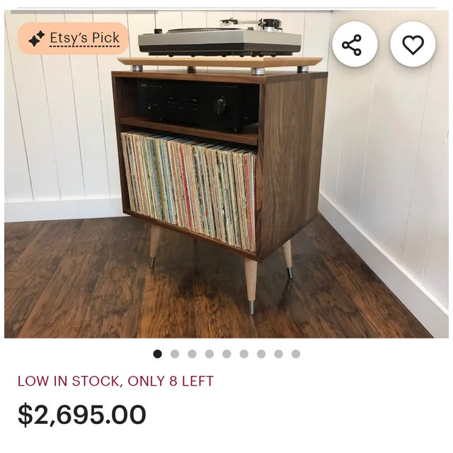 Mid-Century Modern Vintage Mid Century Modern Turntable Record Player and Album Storage Cabinet Side Table For Sale - Image 3 of 13