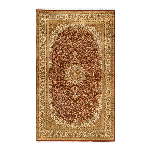 Mogul, One-of-a-Kind Hand-Knotted Area Rug - Orange, 4' 8" x 7' 8" For Sale