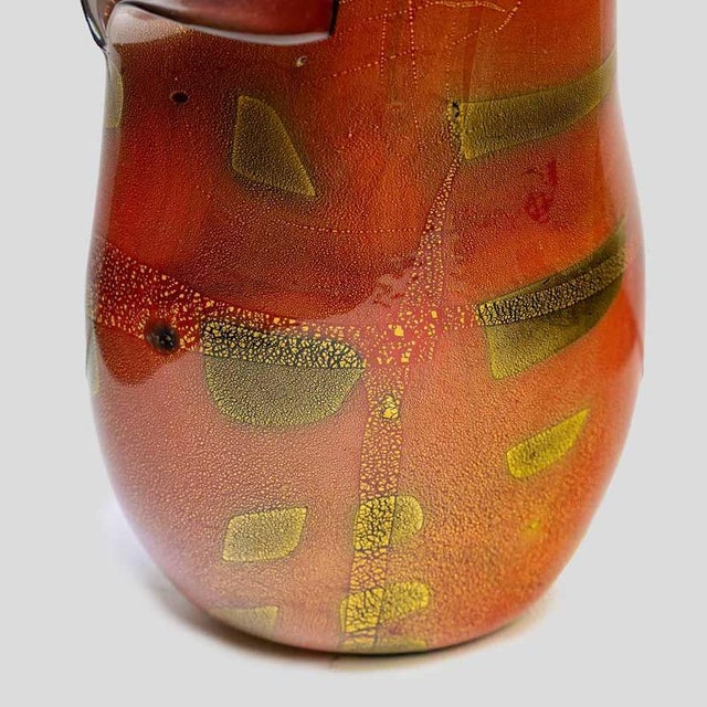 Burnt Orange Murano Glass Vase with Gold Leaf Inclusion by Nichetto For Sale - Image 5 of 12