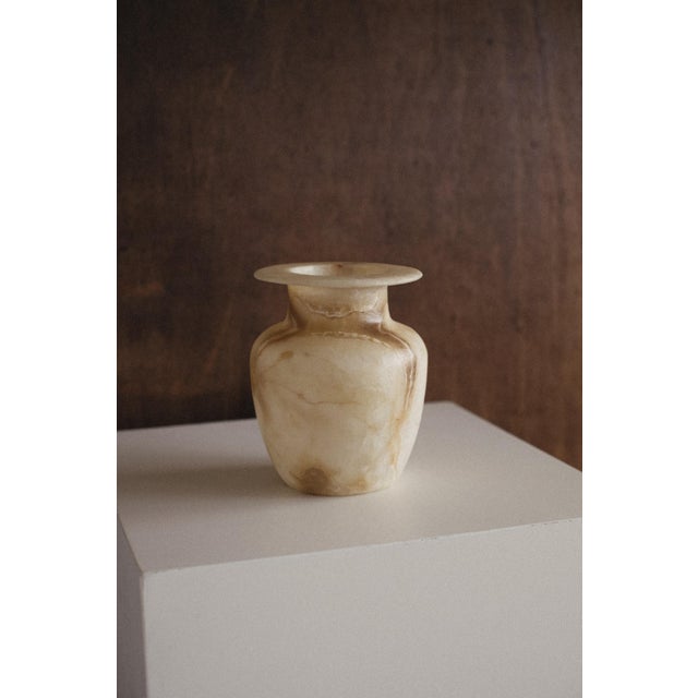 Hand-Carved Egyptian Alabaster Vase For Sale - Image 10 of 13