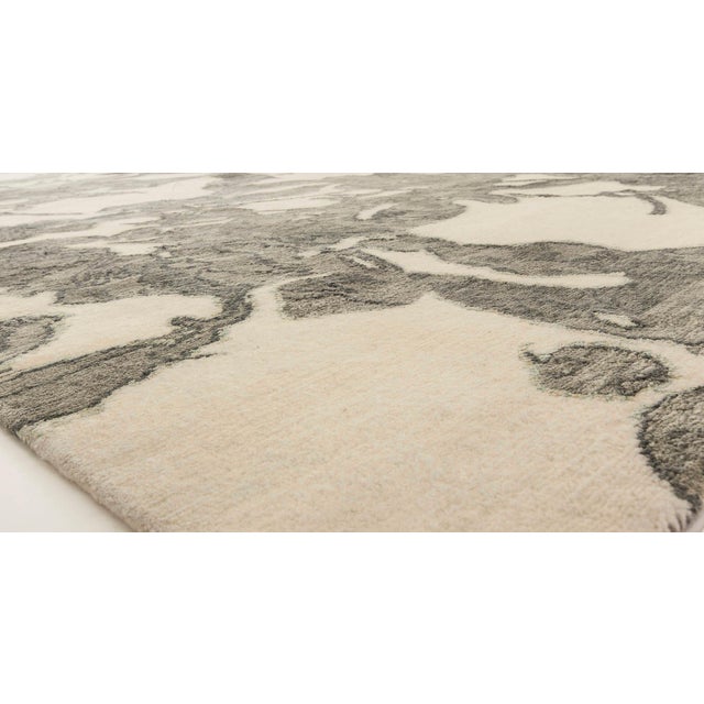 Modern Modern Abstract And Charcoal Silk Oversized Rug "Shadowleaf" Designed By Eskayel For Sale - Image 3 of 6