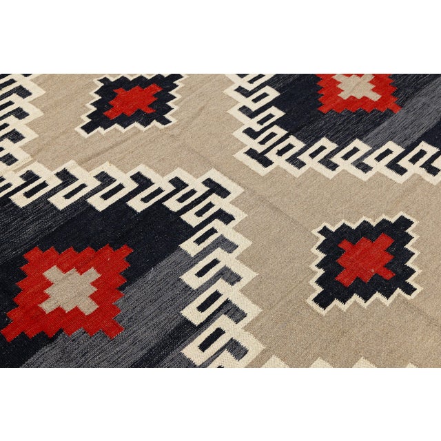 Modern Navajo Style Hand-Knotted Wool Area Rug - Southwest Geometric Accent For Sale - Image 10 of 12