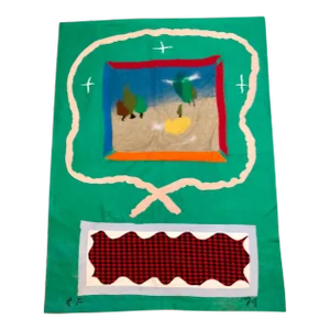 Robert Freimark, 70's Large Colorful Abstract Expressionist Art Protis Tapestry Wool Wall Hanging, 1974