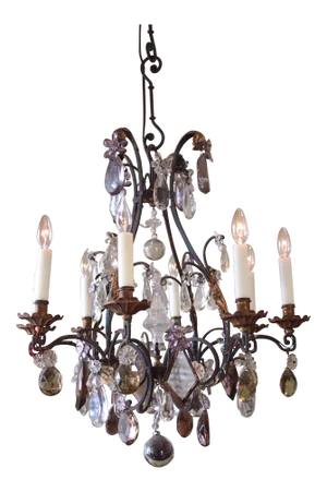 Cage Frame Eight Light Crystal Chandelier
