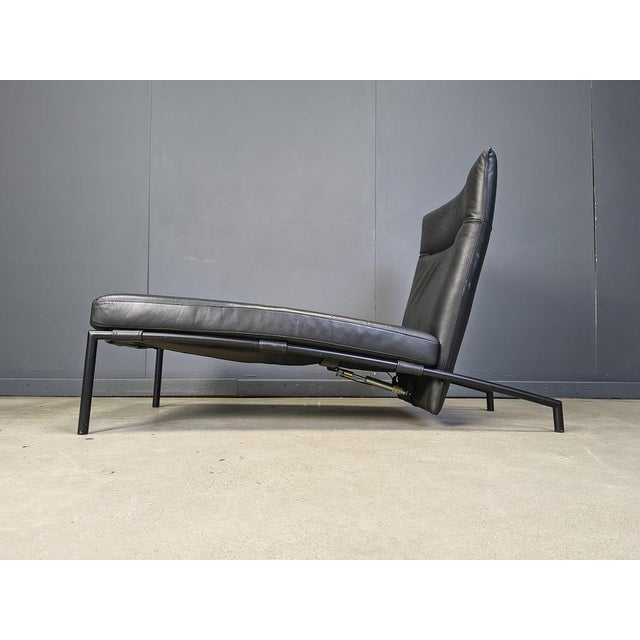 Vintage Black Leather Chaise Longue attributed to Peter Mally for Cor, 1990s For Sale - Image 6 of 13