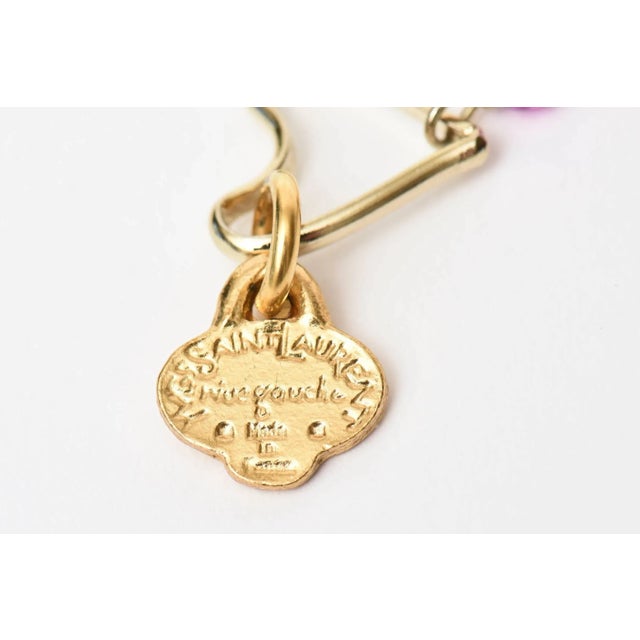 Glass Vintage Rare Yves Saint Laurent Black and Purple Glass 6 Strand Necklace For Sale - Image 7 of 10