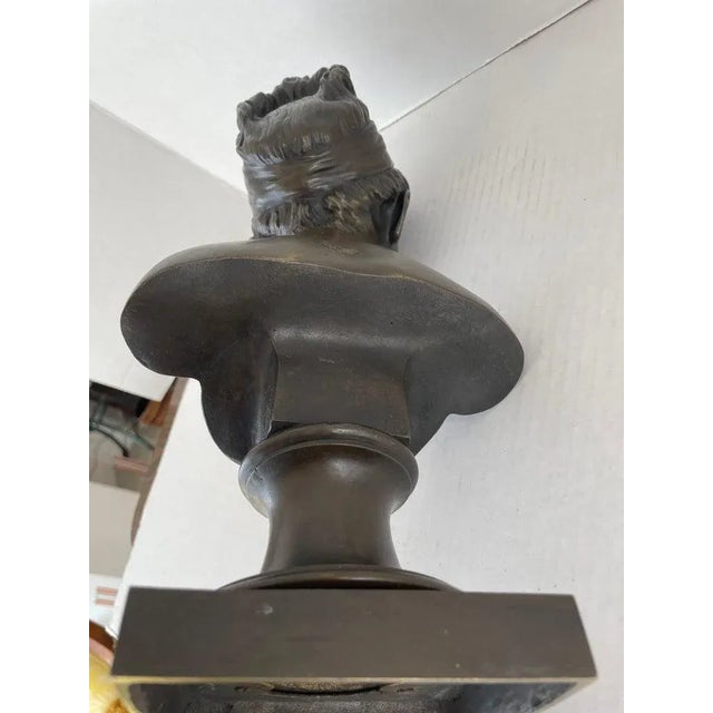Metal Antique French Bust of Marie Louise Brongniart After Jean Antoine Houdin For Sale - Image 7 of 12
