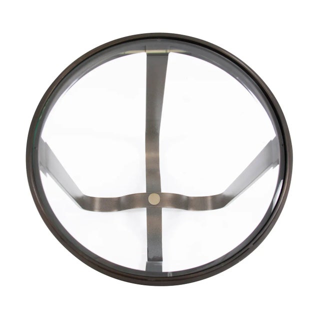 Modern Round Flat Bar Metal Side Table For Sale - Image 3 of 8