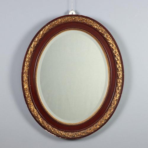 Brown Oval Mirror in Mahogany For Sale - Image 8 of 8