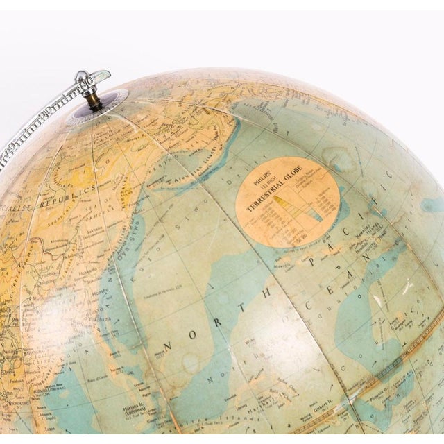 Vintage English Terrestrial Library Globe from Philips, 1950s For Sale - Image 6 of 11