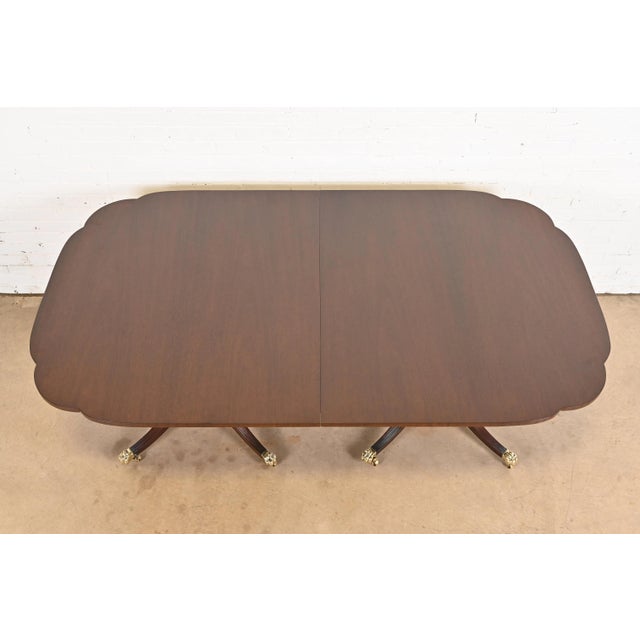 Kindel Furniture Georgian Mahogany Double Pedestal Extension Dining Table, Newly Refinished For Sale - Image 9 of 12