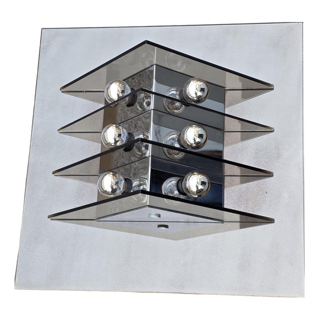 Sculptural Light Panel in Crystal and Steel from Veca, 1970s For Sale