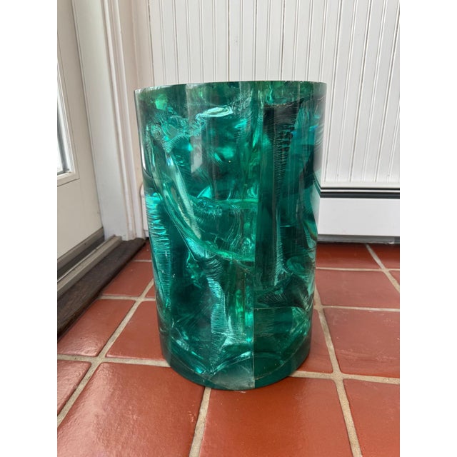 1980s Resin Accent Table With Glass Top For Sale - Image 11 of 13