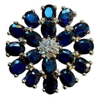 2.5 Carat Oval Blue Sapphire and Diamond Cocktail Ring in 14 Karat Gold Estate For Sale