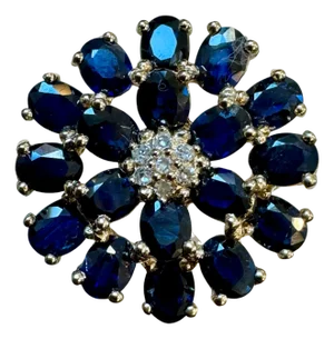 2.5 Carat Oval Blue Sapphire and Diamond Cocktail Ring in 14 Karat Gold Estate