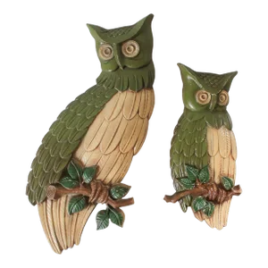 Mid-Century Cast Owl Wall Hangings - a Pair