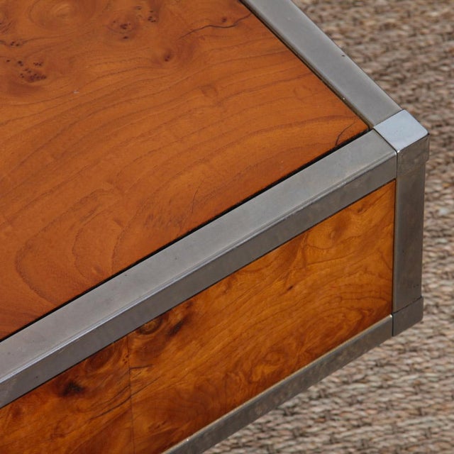 Square Coffee Table in Burl Wood, 1980s For Sale - Image 4 of 7