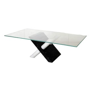 Coffee Table with Glass Top & Marble Base by Maurizio Cattelan, Italy, 1980s For Sale