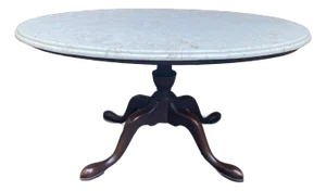 Early 20th Century Dark Mahogany Oval Occasional or Tea Table With Custom Marble Removable Top