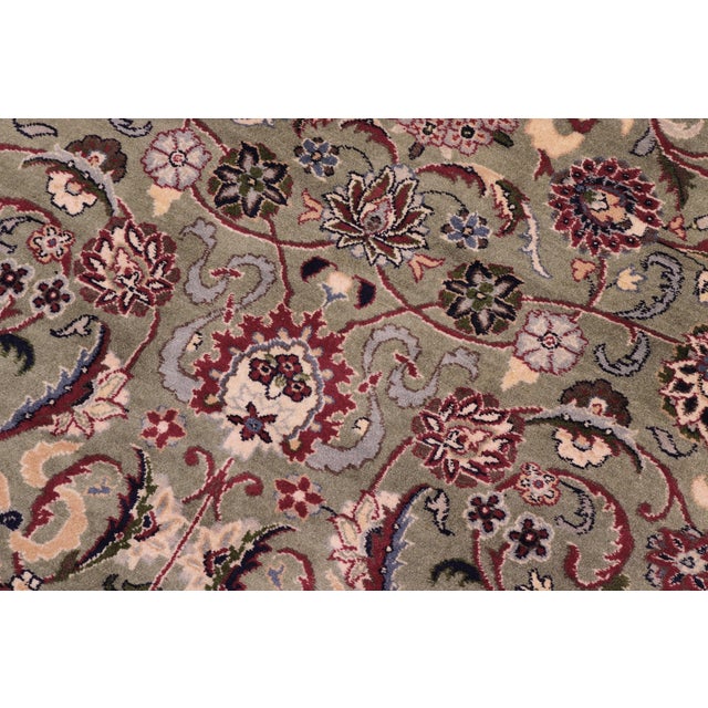 Floral 1990's Pak-Persian Green/Beige Wool Round Rug- 8'0'' X 8'2'' For Sale In New York - Image 6 of 9