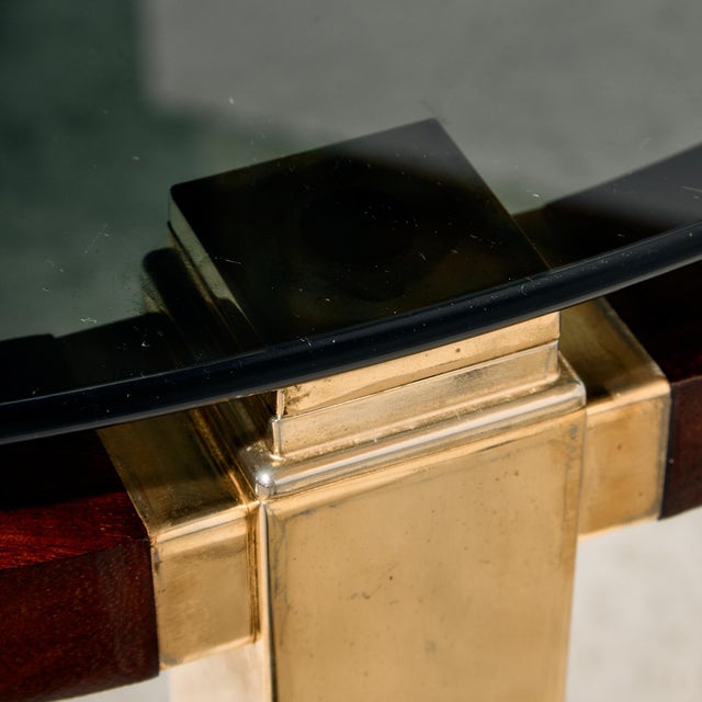 Gold Vintage Mahogany and Brass Dining Table, 1970s For Sale - Image 8 of 11