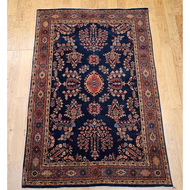 "A distinguished Mahajiran Sarouk Farahan area rug from the second quarter of the 20th century, handwoven with exceptional...