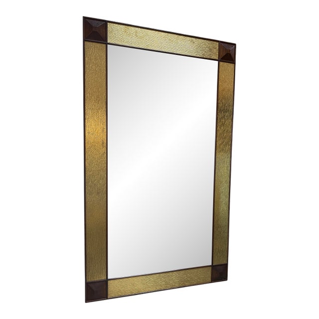 Monumental Mid-Century Modern Gilt & Walnut Wall Mirror For Sale